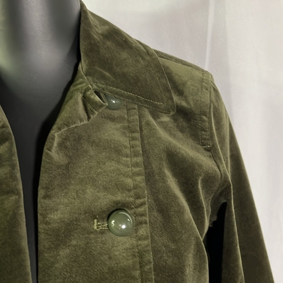 Talbots Dark Green Velvet Open Front Military Style Jacket - Picture 7 of 16